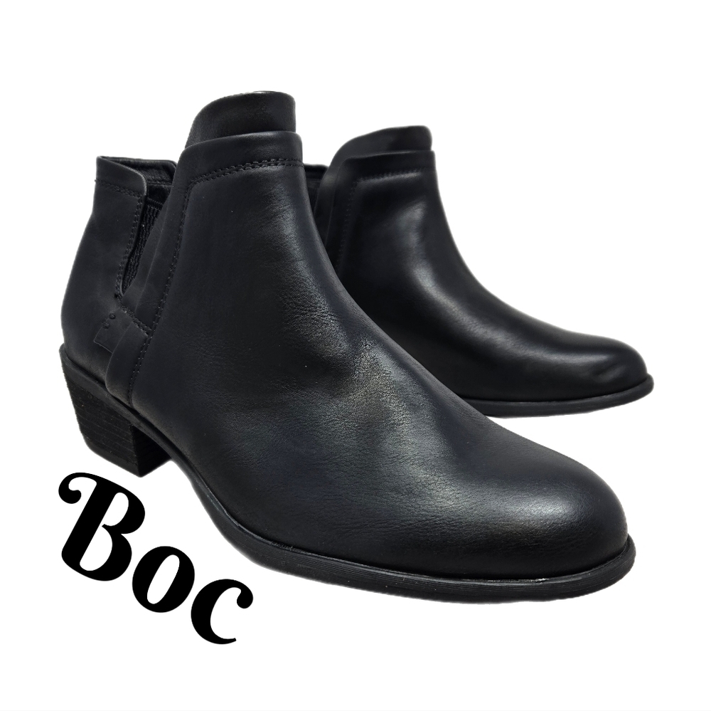 Boc Grover Women's Bootie Sz 11M Black Faux Leather Stretch Ankle Panels Comfort